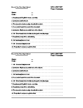 2 Đề kiểm tra 15 phút số 2 học kỳ 2 môn Tiếng Anh Lớp 10 - Trường THPT Huỳnh Tấn Phát